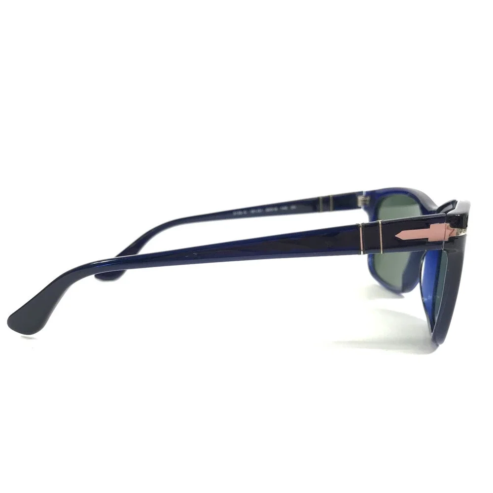 Persol Sunglasses 3135-S 181/31 Polished Blue Rectangle Frames with Green Lenses